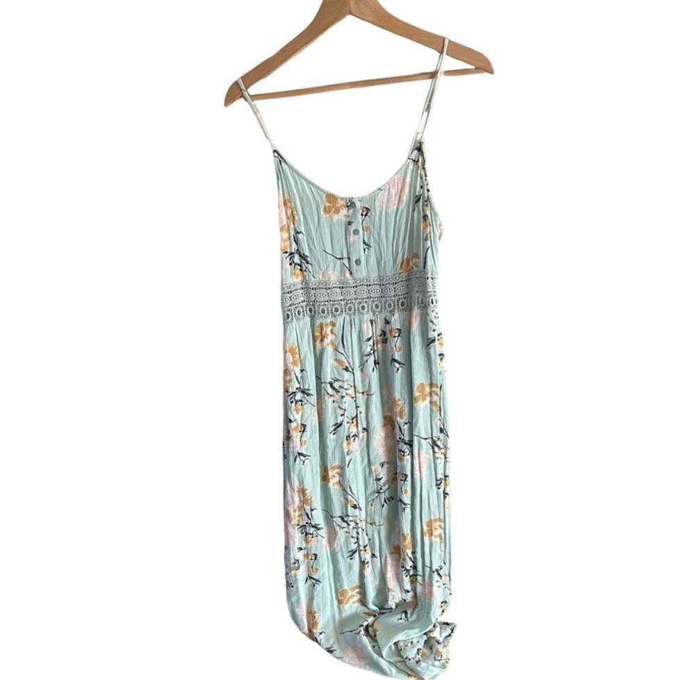 Forever 21 Floral Print Lace Inset Boho Maxi Dress